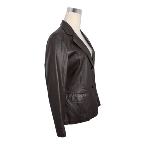 Vintage Chadwick’s Women's Size 8 Chocolate Brown Leather Blazer Jacket Y2K 90s - Picture 3 of 7